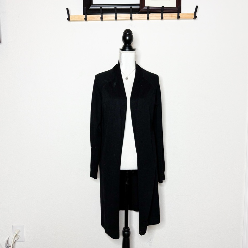 89th & Madison Black Open Front Cardigan Size M | Longline Lightweight Duster